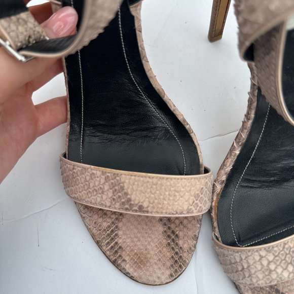 Balenciaga Snakeskin Sandals Sz 39.5 Brown Ankle Strap High Stiletto Heels - Picture 4 of 9
